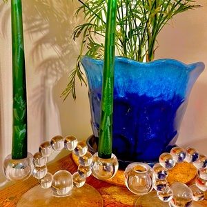 Set of Vintage Glass Candle Holders